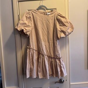 Gibson Latimer Blush Puff-Sleeve Tiered Mini Dress